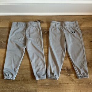 (2) pairs of Under Armour Gray XXS t-ball pants